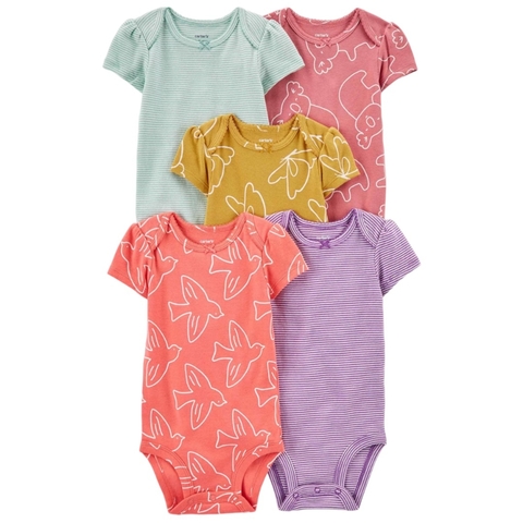 Kit body 5 peças manga curta pássaros Carter’s