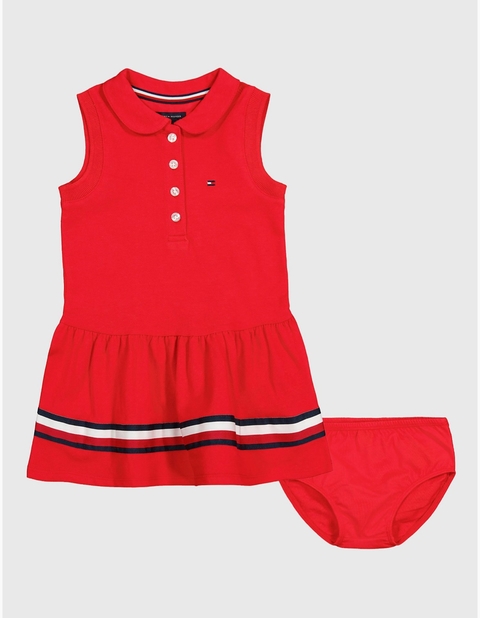 Vestido bebê polo regata vermelho Tommy Hilfiger