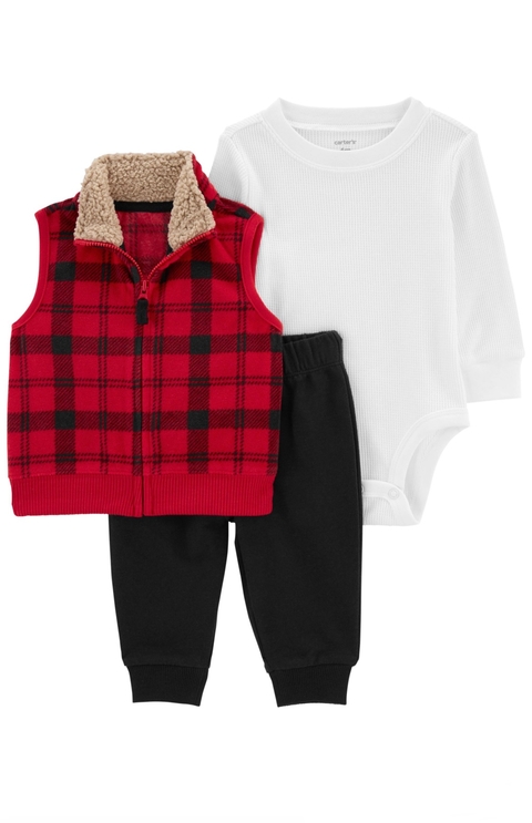 Conjunto baby 3 peças xadrez Carter’s