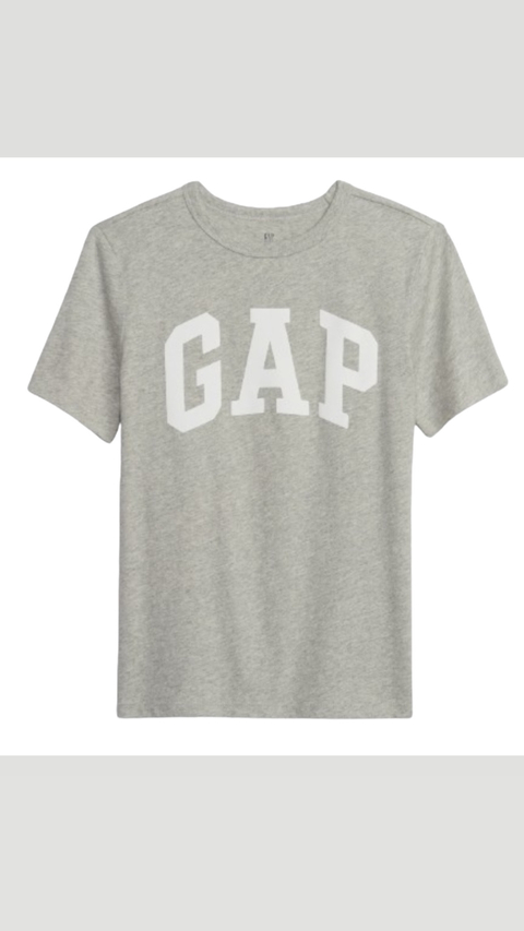 Camiseta infantil cinza logo Gap