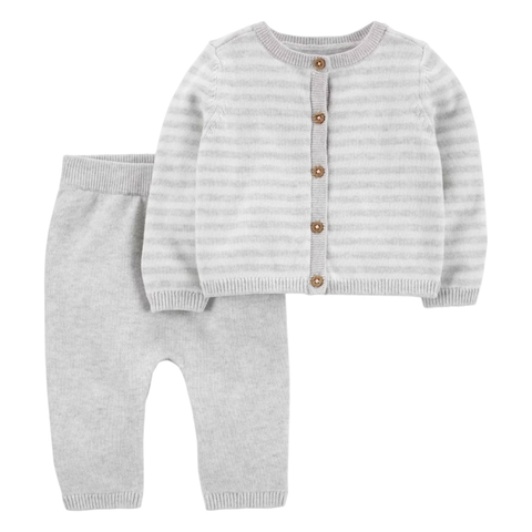 Conjunto bebê tricô cinza Carter’s