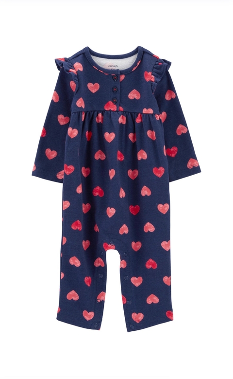 Macacão bebê corações manga longa Carter’s