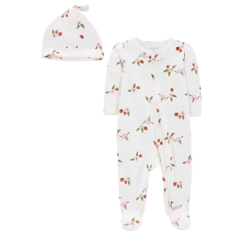 Macacão bebê com touca beija-flor branco Carter’s