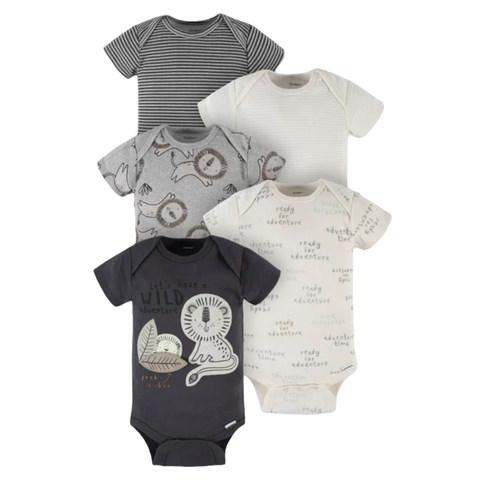 Kit body bebê Leão cinza Gerber