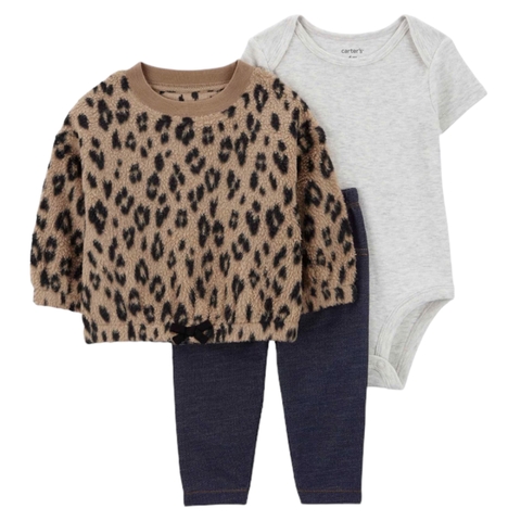 Conjunto bebê 3 peças animal print Sherpa Carter’s