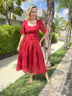 Vestido Longuete Laise Vermelho na internet