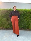 Calça Pantalona Plus Size Terracota