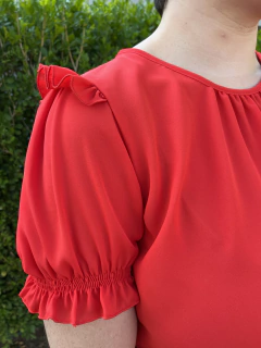 Blusa Crepe Vermelha - Bico Doce - Moda Feminina