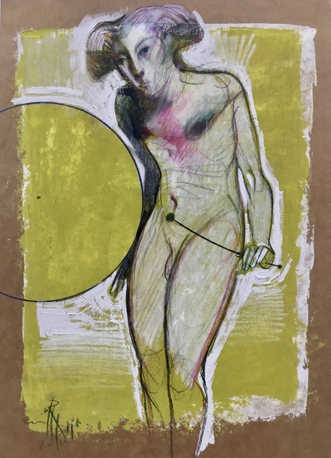 Personaje en amarillo - Osvaldo Chiavazza, Dibujo