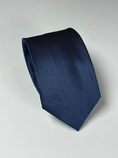 Gravata Jacquard Azul Marinho Textura quadriculada