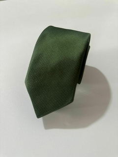 Gravata Jacquard Verde Oliva Escuro Textura Riscada