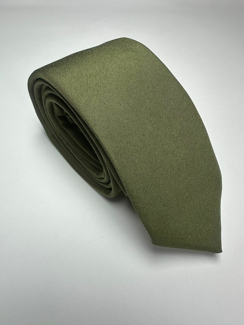 Gravata Lisa Algodão Verde Oliva 02