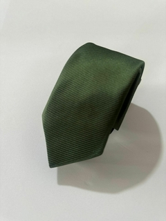 Gravata Jacquard Verde Oliva Escuro Textura Riscada na internet