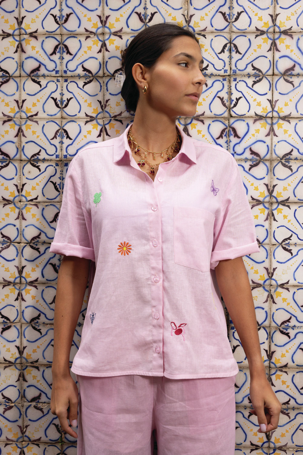 Camisa Jardim Manga Curta