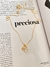 Colar Cristal com Mini Rosa Ouro