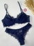 Conjunto Milena renda antiga sem bojo com aro Marinho