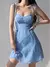 Vestido vintage com alça de espaguete feminino,