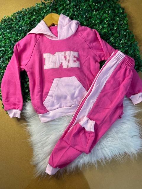 CONJUNTO MOLETOM INFANTIL FEMININO ROSA