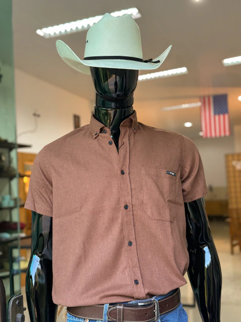 Camisa linho marrom regular Txc ref 29692C
