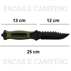 Faca Tática com Quebra Vidro e Cabo Emborrachado Verde - comprar online