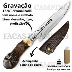 Faca Personalizada de 7" Aço Inox Esculpida Caveira
