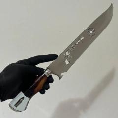 Faca 10'' Cabo Híbrido Lâmina Revolver Vazado