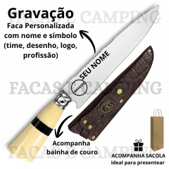Faca Personalizada de 9" Aço Inox Resina Creme