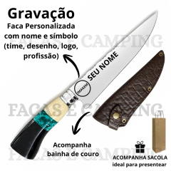Faca Personalizada de 7" Aço Inox Resina Verde