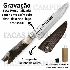 Faca Personalizada de 7" Aço Inox Esculpida Cobra