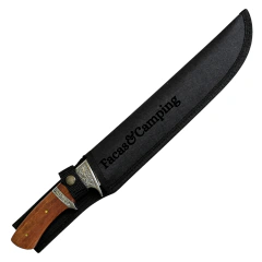 Faca 10" Guarda Detalhada em Aço Inox Cabo de Madeira - Facas e Camping