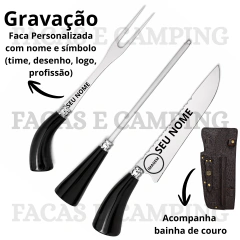 Kit Churrasco 10" Cabo De Chifre Preto