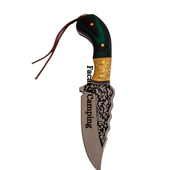 Faca Fulltang Verde com Lâmina Esculpida de Aço Inox - Facas e Camping