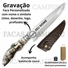 Faca Personalizada de 7" Aço Inox Esculpida Peixe