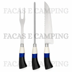 Kit Churrasco 10" Cabo Em Resina Azul - comprar online