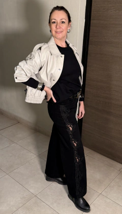 Campera cuero gris