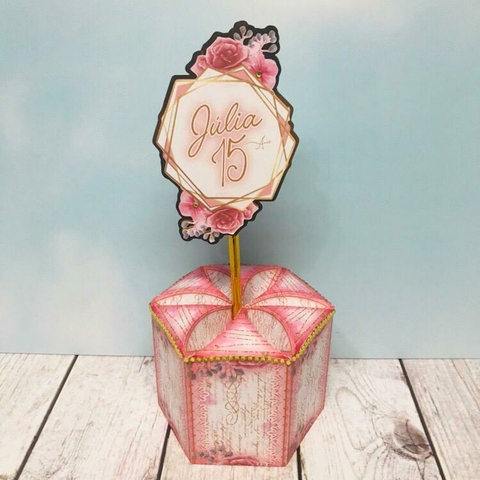 Centro de Mesa 15 anos Rosa