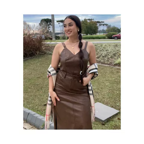 Saia Midi Reta em PU