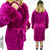 ROUPAO FEMININO GOLA PELOS COM PLUMAS ELEGANTE - FUCSIA