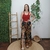 Calça Pantalona Floral - C/Fenda