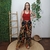 Calça Pantalona Floral - C/Fenda - comprar online