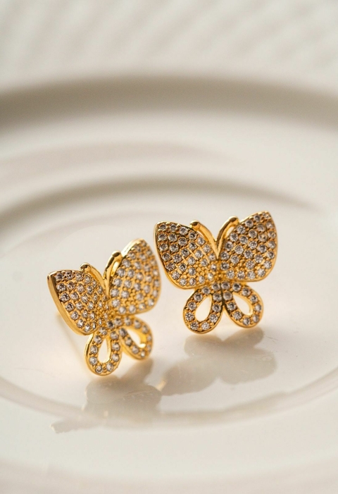 Brinco borboleta - Banhado a Ouro