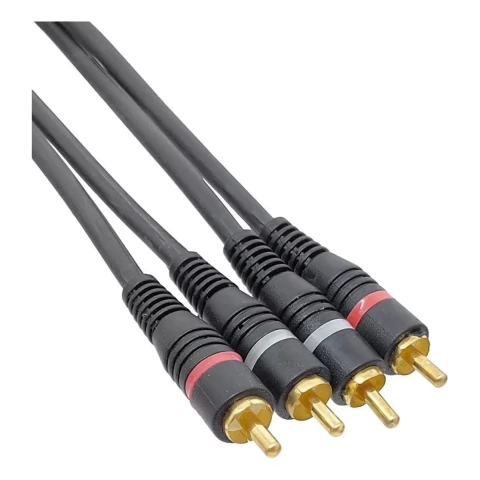 Cabo 2 RCA Macho para 2 RCA Macho com Fio Terra 5M Preto STORM-CBRC0004