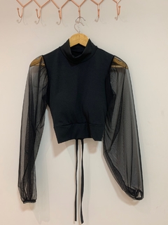 Cropped Manga Longa no Tule