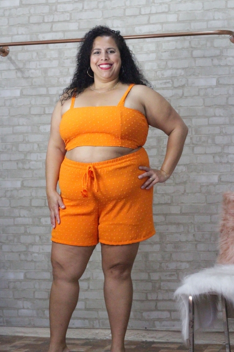 CONJUNTO SHORTS E CROPED LARANJA