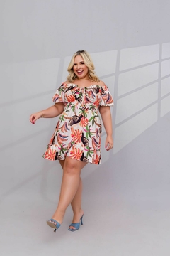 VESTIDO BRANCO ESTAMPA FOLHAGENS