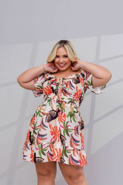 VESTIDO BRANCO ESTAMPA FOLHAGENS - comprar online