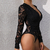 Women's Lace Up Long Sleeve Bodysuit Romper Sexy Deep V Neck Snap Croth Leotard Tee Top For Women - sackshoppss