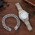 Conjunto de relógio punk com pulseira cravejada - giganstore