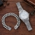 Conjunto de relógio punk com pulseira cravejada - giganstore