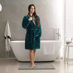 Bata de flannel fleece kimono Petroleo Talle M - comprar online